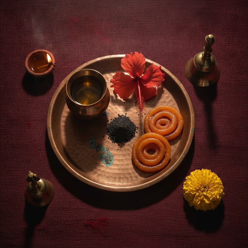 सरसों तेल + काला तिल + जलेबी चढ़ावा