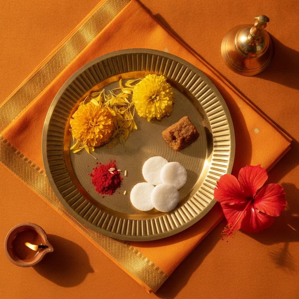 Peela Pushp + Roli + Gud + Batasha Chadhava