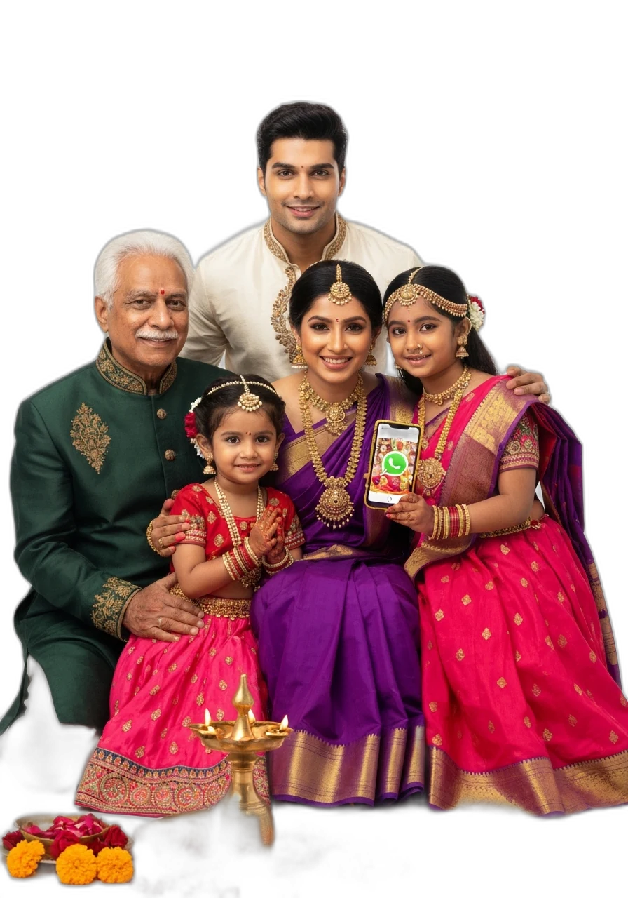 मिर्ची हवन का वीडियो परिवार को व्हाट्सऐप पर मिलते हुए