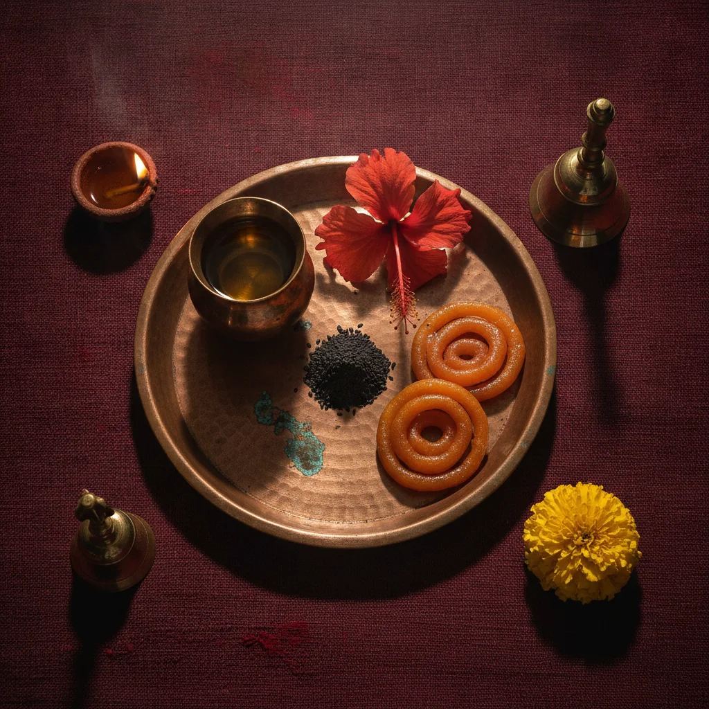 सरसों तेल + काला तिल + जलेबी चढ़ावा