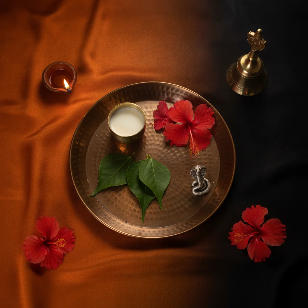 दूध + बिल्व पत्र + धान का लावा चढ़ावा
