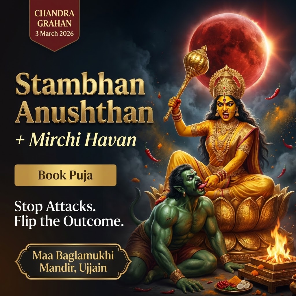 Chandra Grahan Baglamukhi Stambhan Anushthan + Mirchi Havan — Stop Attacks. Remove Evil Eye.
